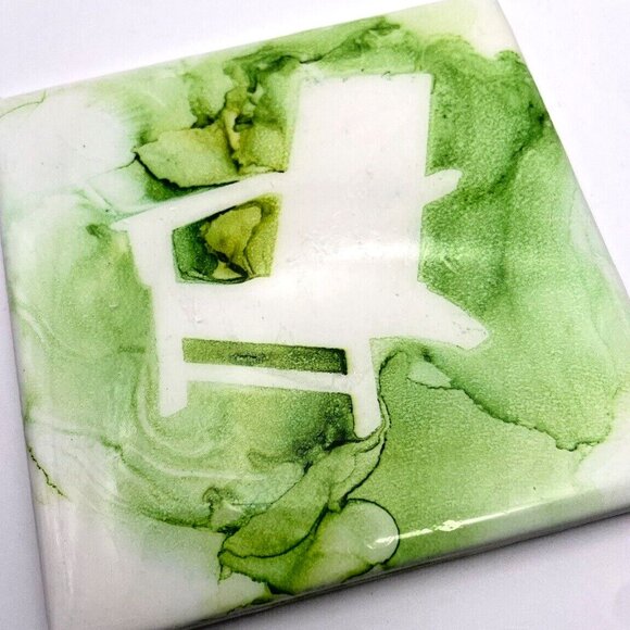Ceramic Studio Art Alcohol Ink Abstract Summer Tile Coasters Set of 7 4x4 - Picture 8 of 8